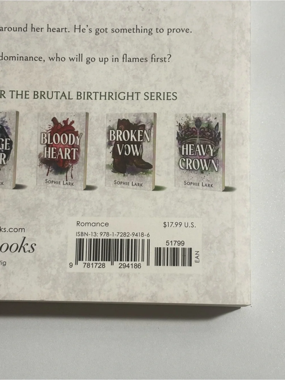 Brutal Prince by Sophie Lark — White, Red & Green Cover